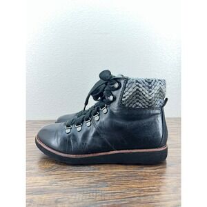 BIONICA Women's 8.5M Black Leather Lace Up Combat Ankle Boots